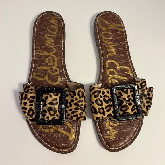 Sam Edelman Leopard Print Slide Sandals Size 10 Summer ~ Vacation! - Picture 1 of 3